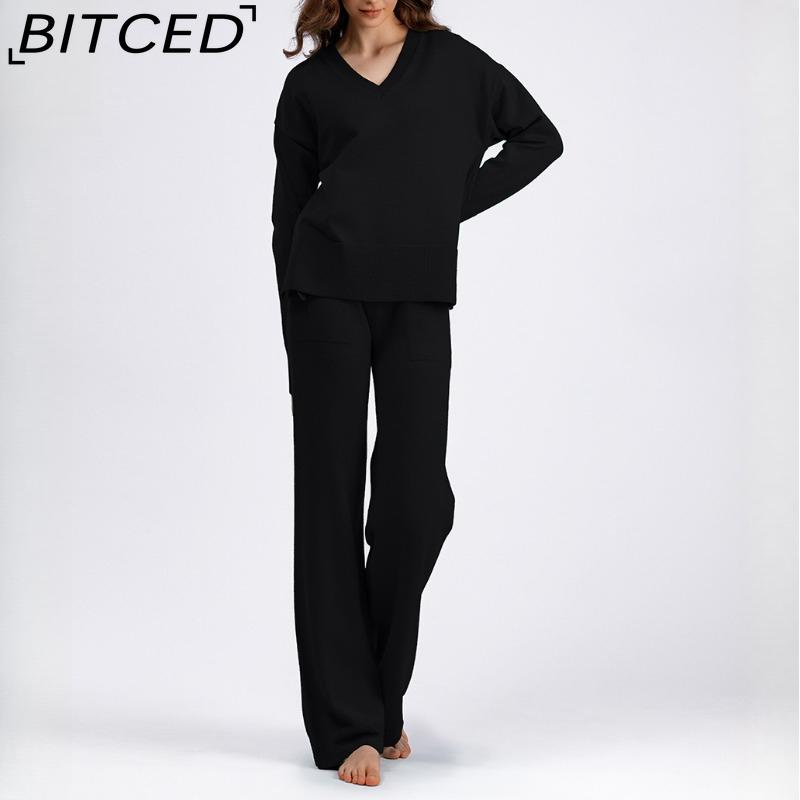 BITCED Fashion Set Women's Autumn and Winter Loose Casual Sweater Pullover Two-piece Set