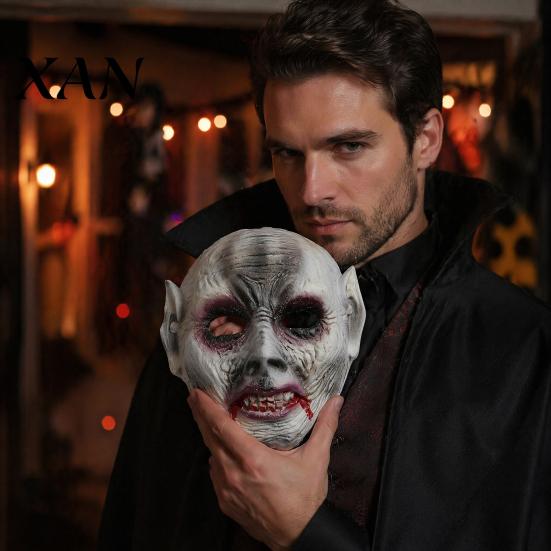 Realistic Vampire Zombie Masque Halloween for Adults, Creepy Blood Scary Soft Foam Full Face Costume, Cosplay Party Stained Fangs