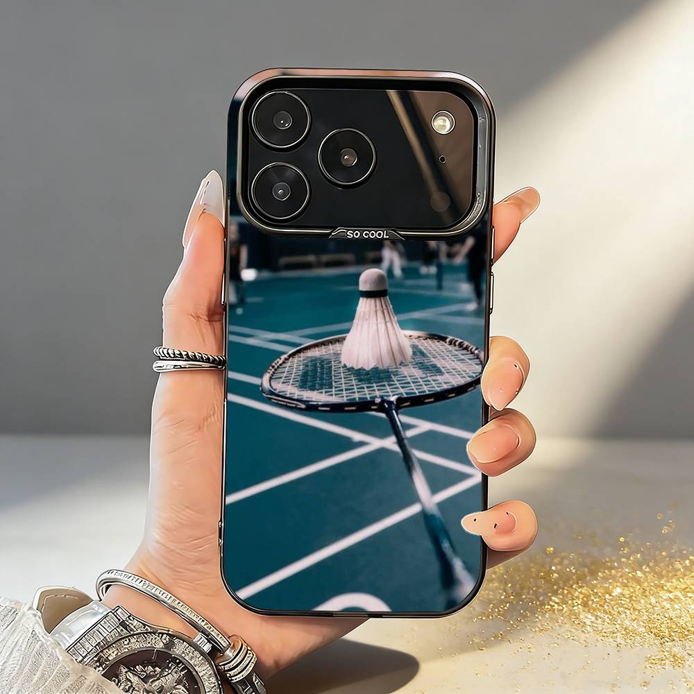 

Sports B-Badminton Cool Phone Case For iPhone17 16 15 14 13 12 Pro Max Grey Black Matte Laser Metallic Aurora Funda iPhone15plus