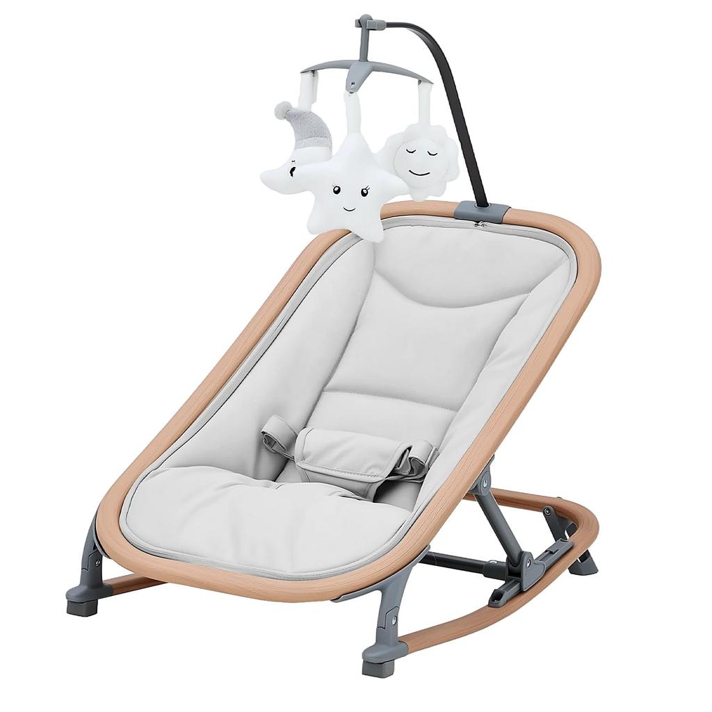 Thinkmax Bouncer Bouncing Seat for Babies 1 Month and 3 Adjustable No Assembly Cradle for Baby Gray 2-in-1 Up, Levels, Required, Foldable, Portable,
