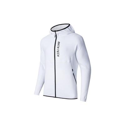 Anta Comprehensive Training Series Letter Color Block Zipper Hooded Fleece Thick Jacket Men Jackets Pure-White 952347702-1