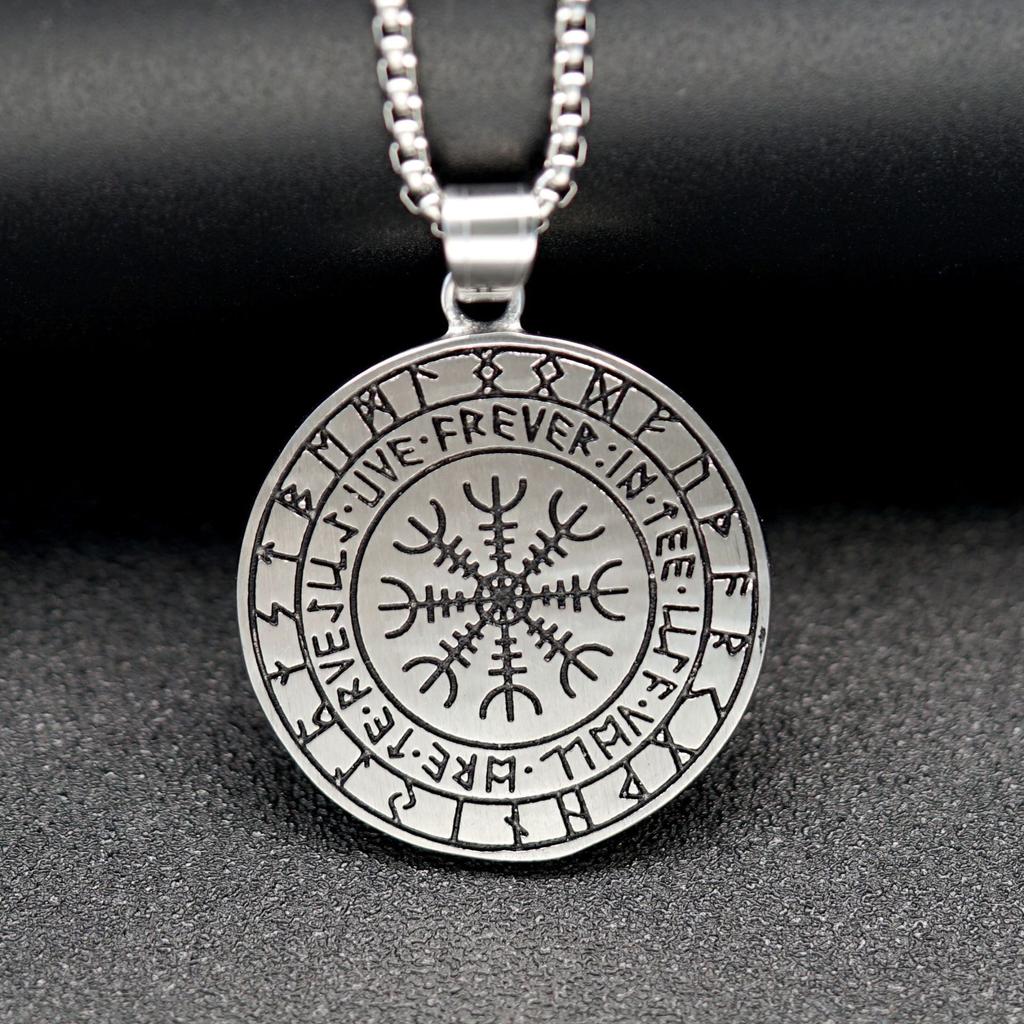 Pendant Retro Nordic Style Viking Round Brand Men's Hip Hop Versatile Necklace