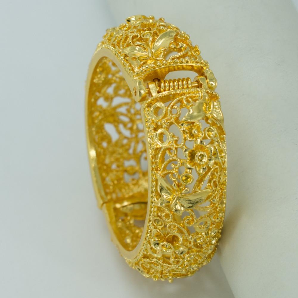 Anniyo 5.8CM / Flower Bracelet for Women Gold Color NEW Flower Bangle With Spring Jewelry #041206 5.8cm