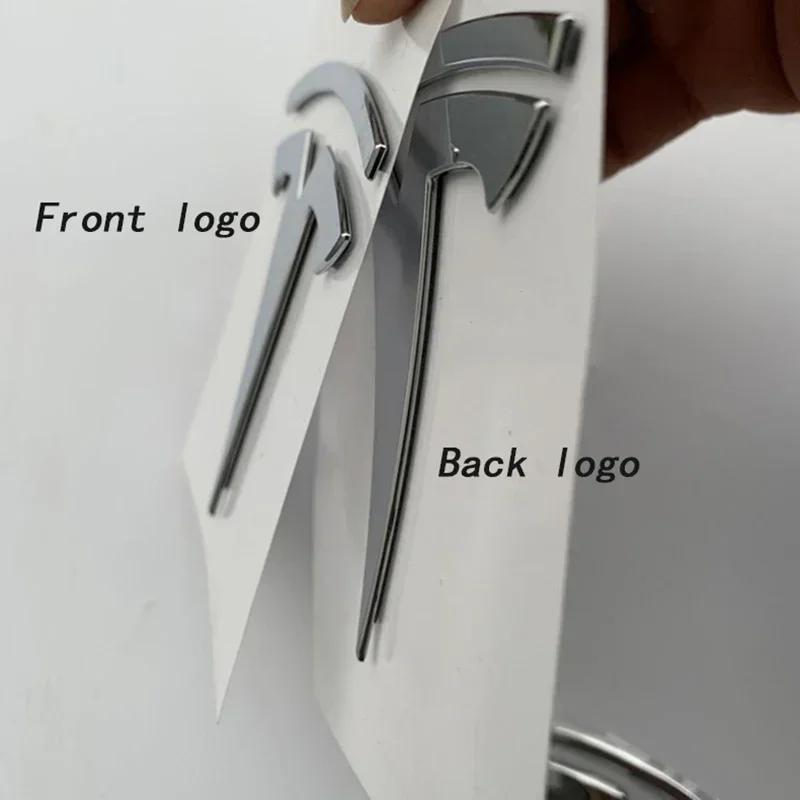 Bilklistremerke Tesla Metall Dekkbart Frontlogo Embleme Klistremerke for Tesla Modell 3 Modell Y Bakre Bagasjeromsskilt Karbonfiber Dekal Eksteriør
