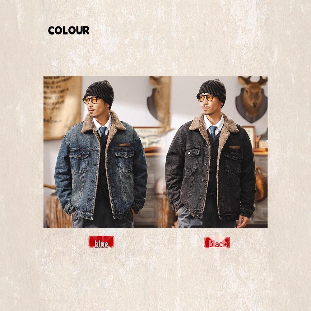 Men's American Retro Lambswool Denim Winter Jacket