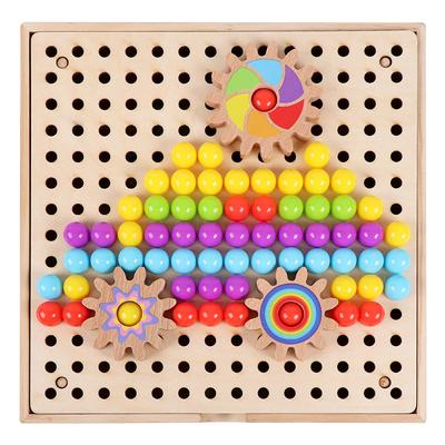 Mosaik Steckspiel 3D mit Zahnrädern,Mosaik Stecktafel Gabeln,Frühes Lernsteckspiel,Steckspiel Kindheitsgeschenk von Jungen und Mädchen (180 Stück)