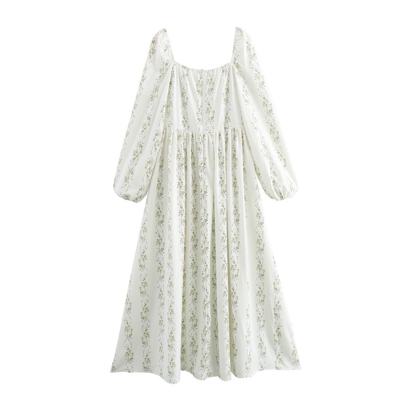 Jnleaog Autumn New Women's Clothing Fashion Style Stylish Fashion Print Waist-Slimming Long Dress