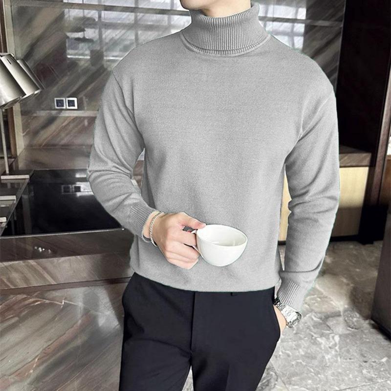 Koreanischer Trend Herbst Winter Pullover Männer Pullover Fleece Futter Rollkragen gestrickt Sweatshirt warme Bottoming Shirts