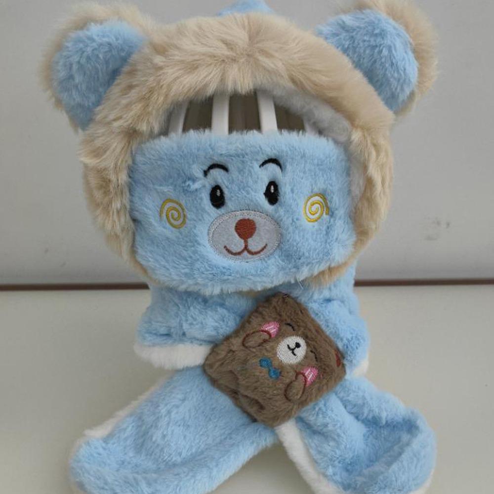 

Winter Ear Protection Cap Cute Cartoon Warm Beanies Fashion Cross Neckerchief for Children синий