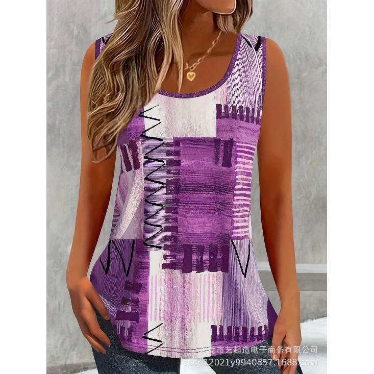 2026 New Women s Fashion Creative Striped Pattern Small V-Neck Sleeveless Vest S