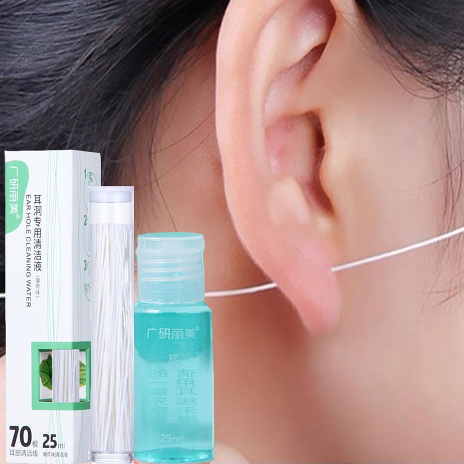 

Earrings Hole Cleaner Disposable Ear Hole Piercing Cleaning Line Ear Care Kit 25ML One Size