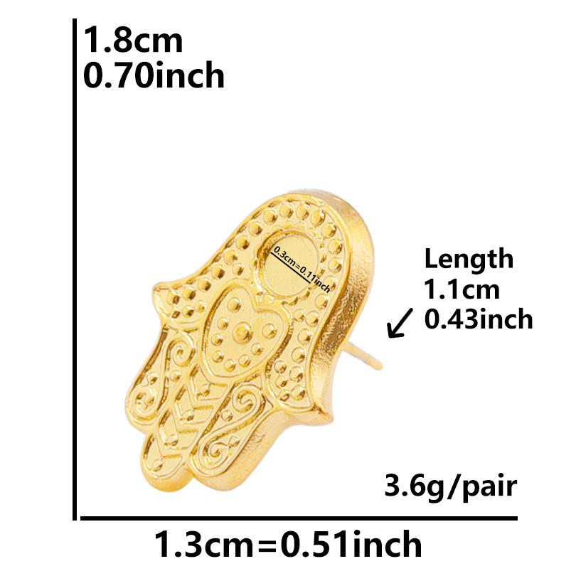 6pcs Real Gold Plated Geometric Round Oval Heart Blank Settings DIY Stone Enamel Crystal Stainless Steel Ear Studs For Women Men