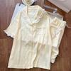 Foreign Trade Cloud Cotton Sweet Short-sleeved Pajamas Women's Summer Lace Set Simple and Loose Loungewear