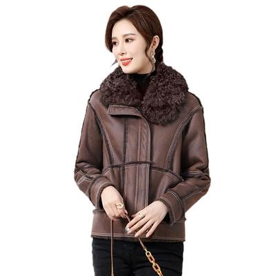 New Mom Splicing Fur One Piece Coat Women's Autumn and Winter Thick Fur Coat Short
