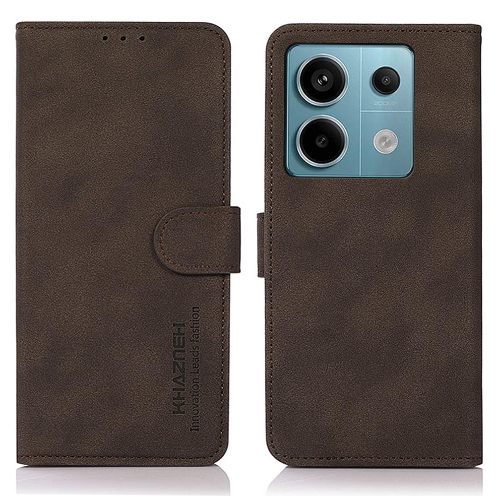 

KHAZNEH For Xiaomi Redmi Note 13 Pro 5G/Poco X6 5G Cell Phone Case PU Leather Wallet Flip Cover Brown