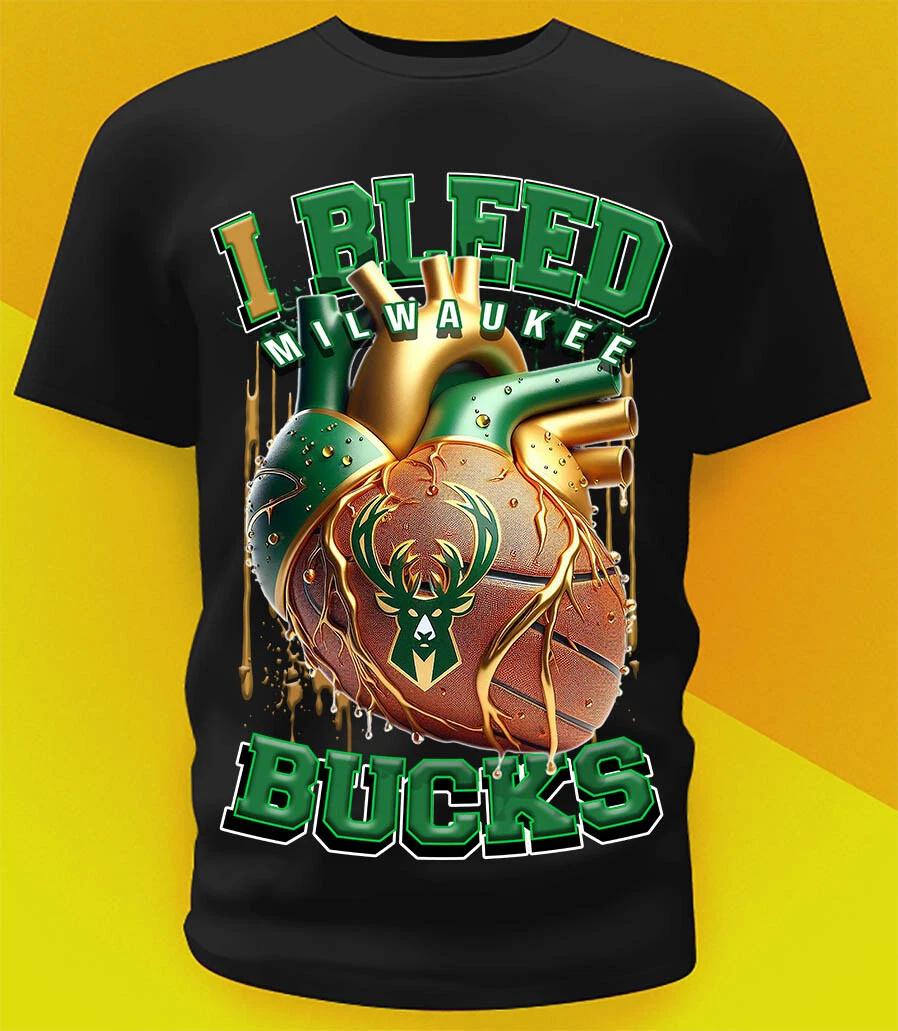 Milwaukee Bucks Bleed Shirt Sizes!! Youth-6XL XS