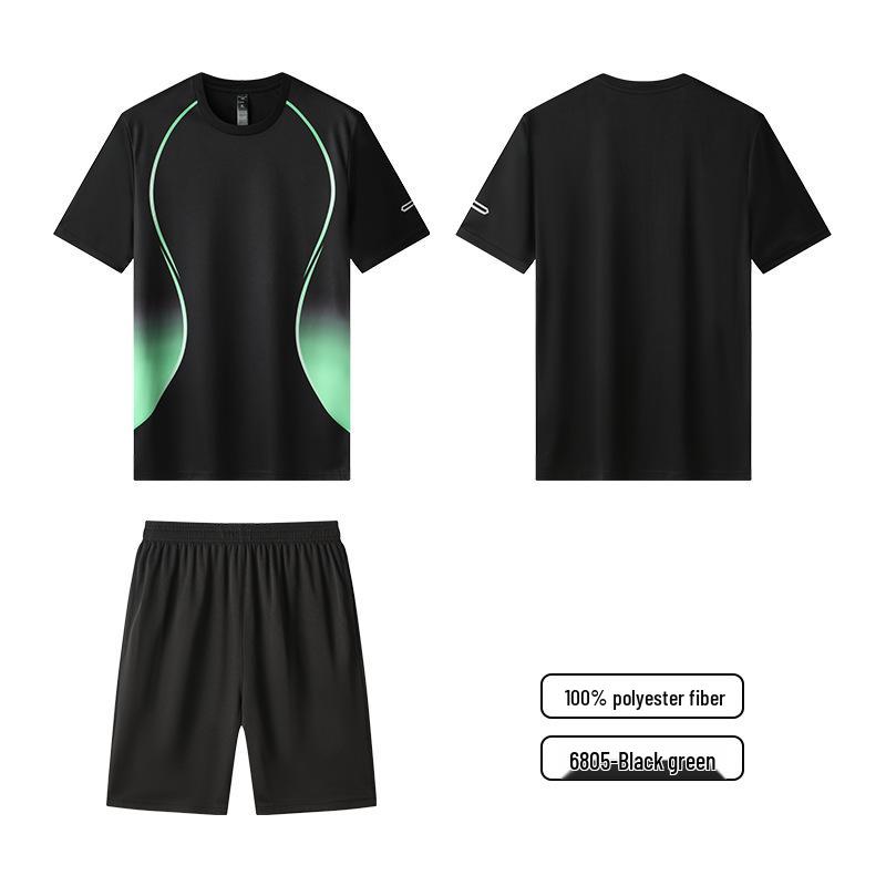 Men's Quick-Dry Short-Sleeve Sportswear Set for Summer Running and Fitness