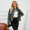 New simple casual leather jacket women's stand-up collar zipper slim locomotive suit short jacket women
