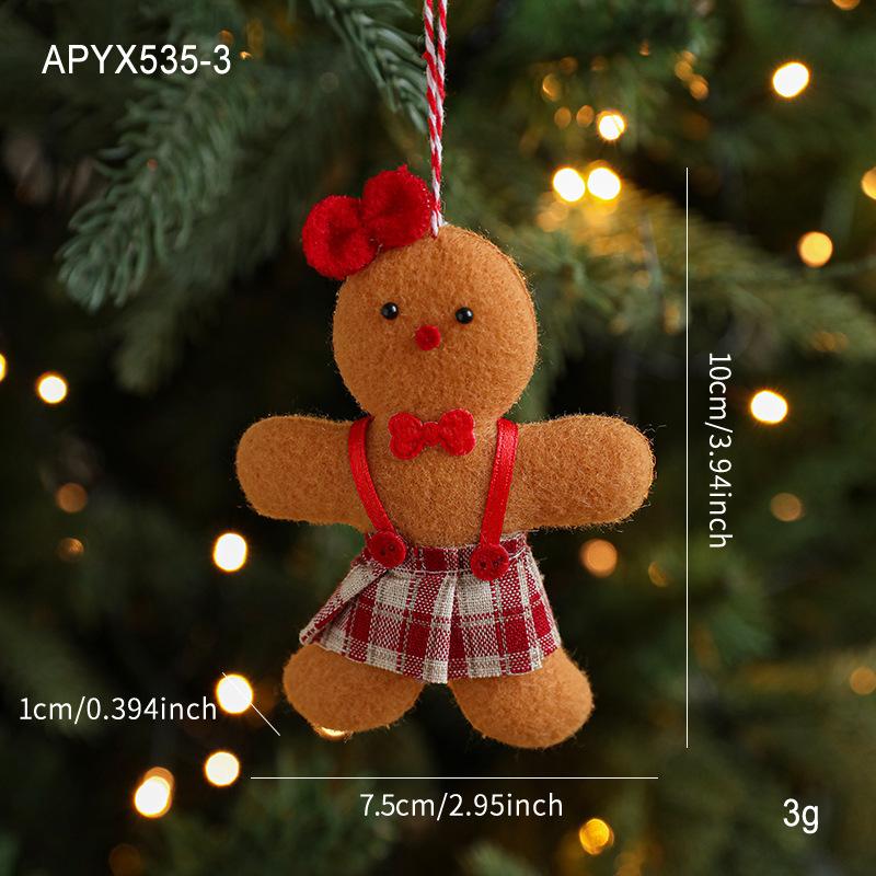 1/3/6Pcs Christmas Fuzzy Gingerbread Man Doll Xmas Tree Pendants  Year Kids Gift Hanging Ornaments Christmas Decorations For