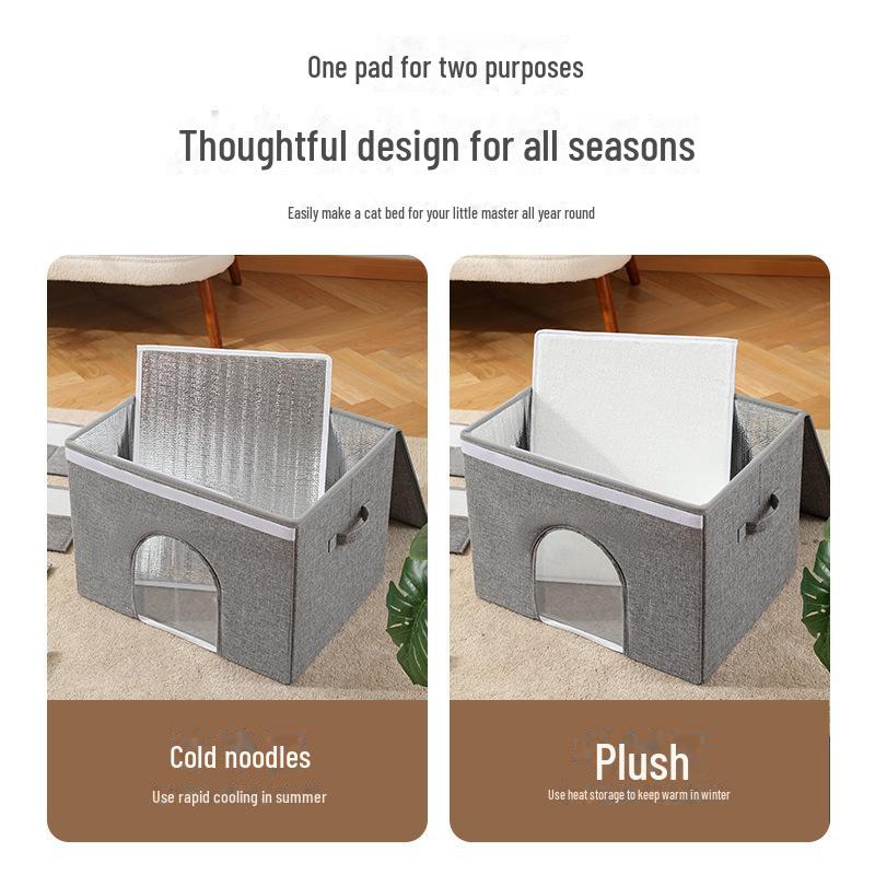 "Portable Summer Cooling Cat Bed – Foldable with Air-Conditioned Feature and Ice Pack for Pets"