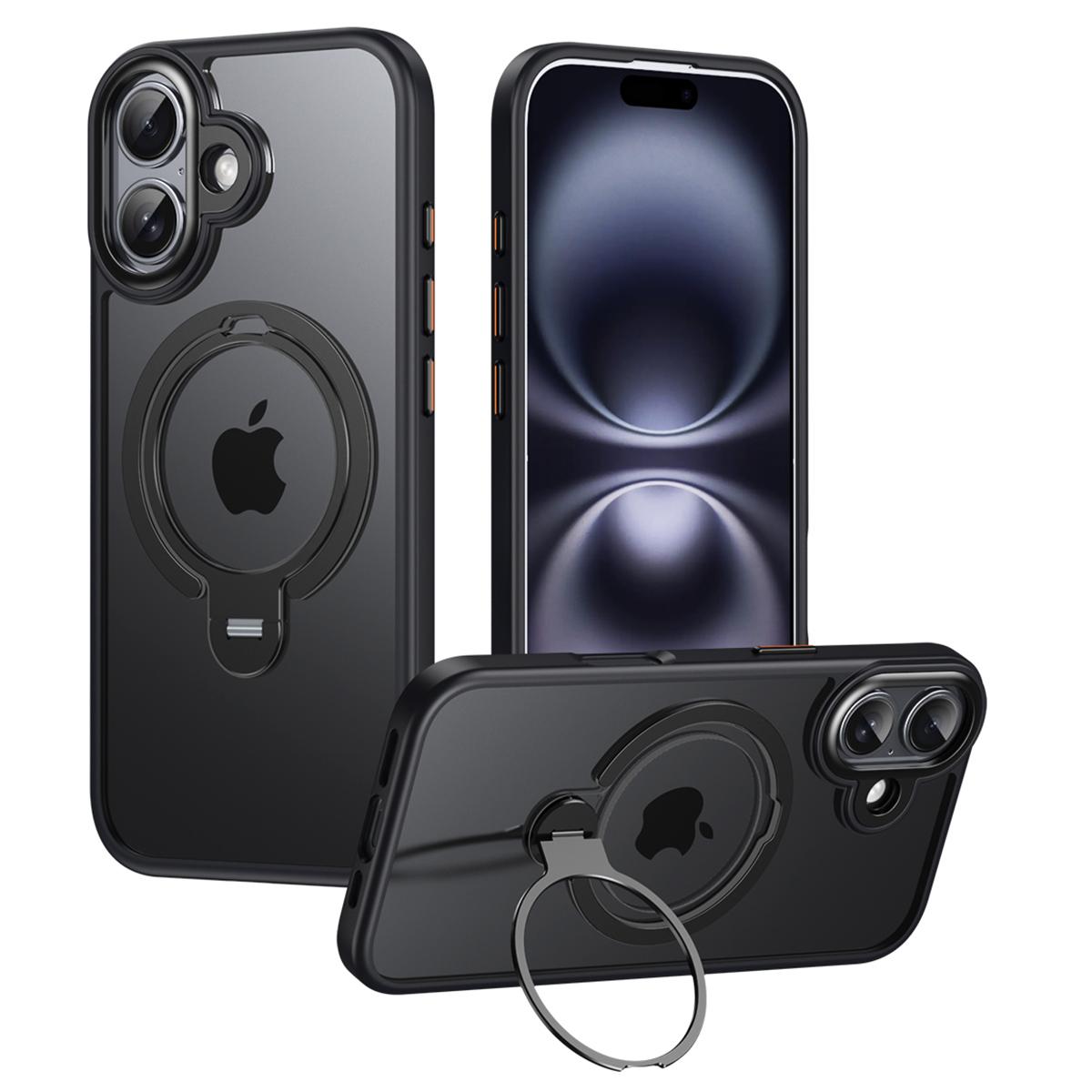 

For iPhone 17 Phone Case Compatible with MagSafe Kickstand Matte Back Cover Black