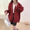 Lazy wind knitted cardigan women's clothing autumn and winter new loose casual thickened V-neck sweater jacket women