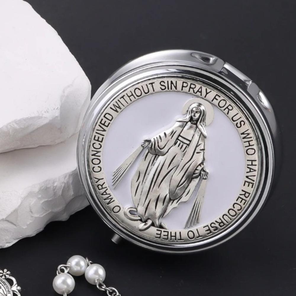 

Retro Saint Benedict Jewelry Box Round Jewelry Storage Box Accessories Storage білий