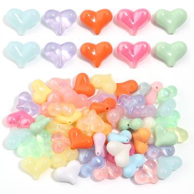 30 Stück 17x22mm Acryl Liebesherz Perle Glänzend Lose Abstandhalter Charme Perle für DIY Armband Halskette Schmuck Handgefertigtes Perlenmaterial