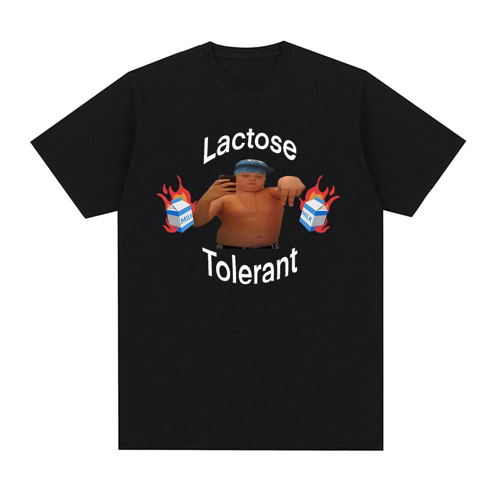 Lactose Tolerant Graphic Print T-Shirt Women Vintage Fashion Short Sleeve T-shirts 100% Cotton Casual Cozy Summer T Shirts
