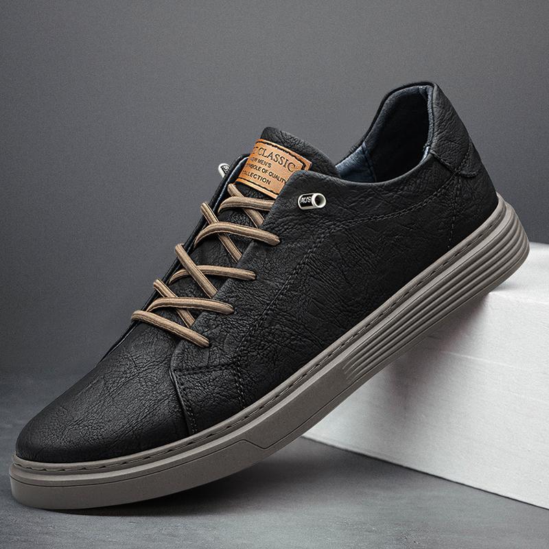 Fashion Italian Brand Black Genuine Leather Oxford Shoes UNISEX Casual Shoes Lace Up Flat Sneakers  Luxury Shoes for Men Big Size: 36-47