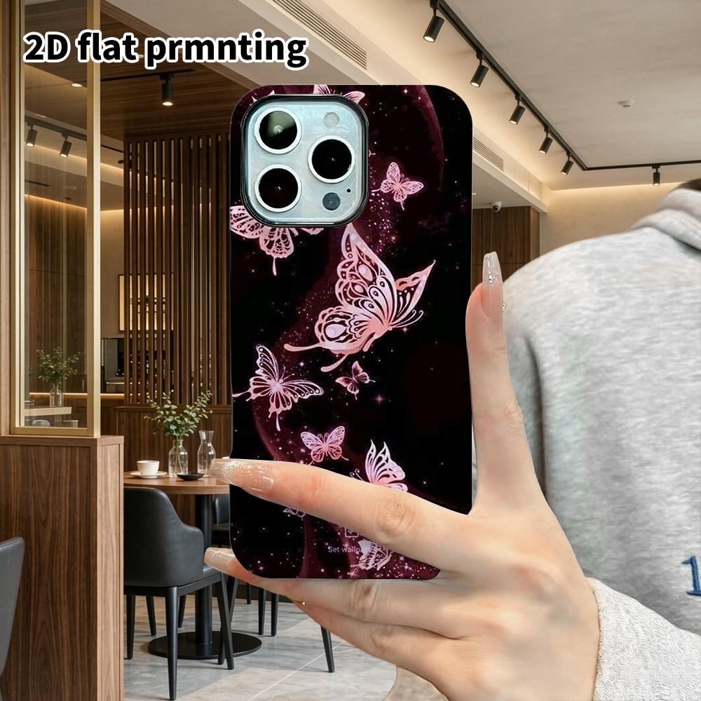 Phone Case: 2D Flat Design Suitable for iPhone 18 17 16 15 14 13 Pro Film Protective Case, Couple Style, Hollow Butterfly, Christmas and Halloween Gif