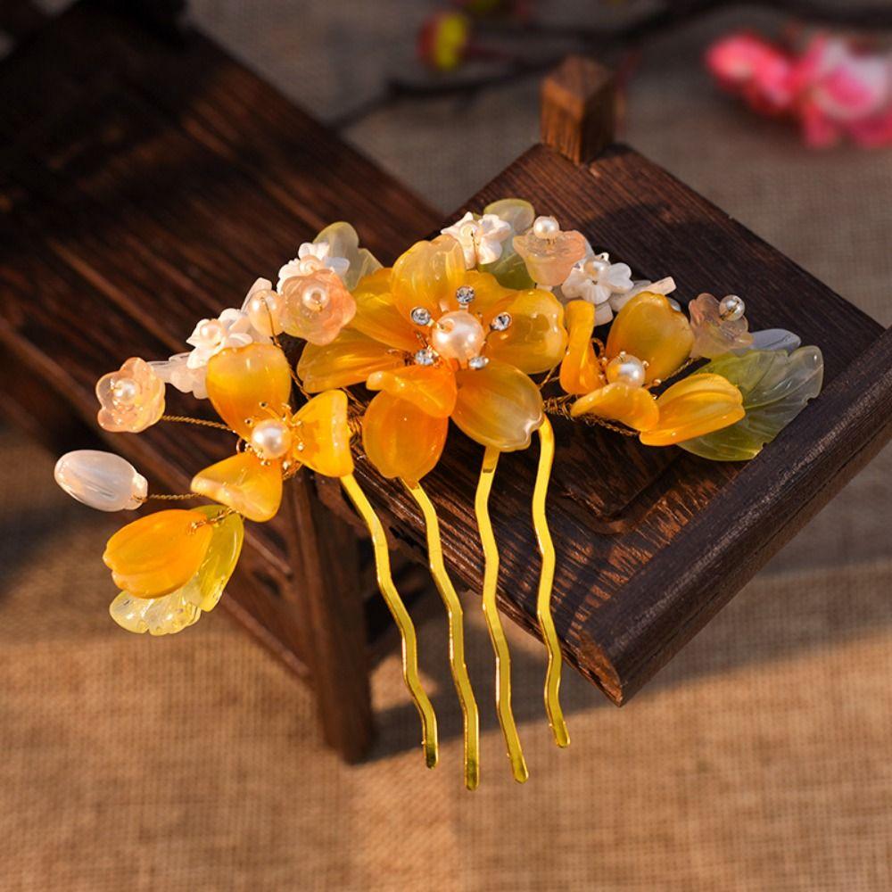 Tassel Tang Dynasty Hairpin Floral Hanfu Headwear Antique Flower Hair Comb  Cheongsam Accessories