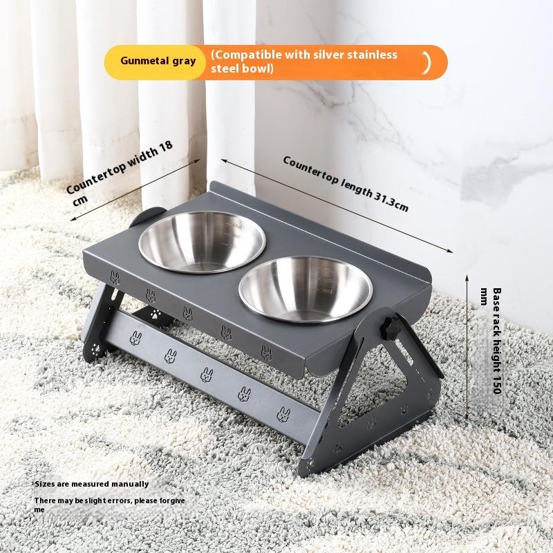 

Stainless Steel Elevated Pet Feeder Adjustable Height Anti-Slip Dual Bowl Holder for Dog Cat Feeding