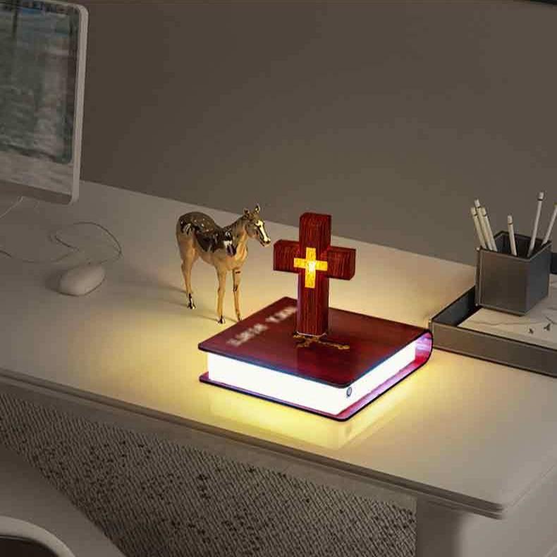 Magnetic Levitating Cross Night Light Book Base Color Changing LED Floating Lamp Desktop Decor