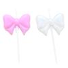 New Pink Bow Birthday Candles Creative Party 5 PVC Boxed White Bow Candles