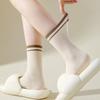 5 Pairs Trendy Striped Socks for Women Middle Tube Socks Japanese Style Fashion All-match Socks Solid Color Girls Socks