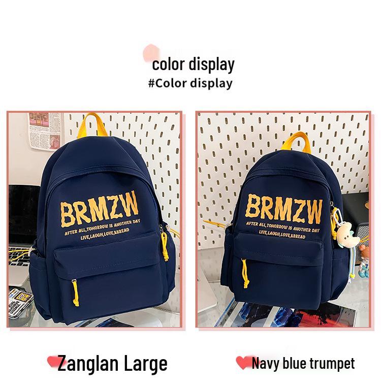Color Block Canvas Backpack for Girls – Large Capacity School Bag