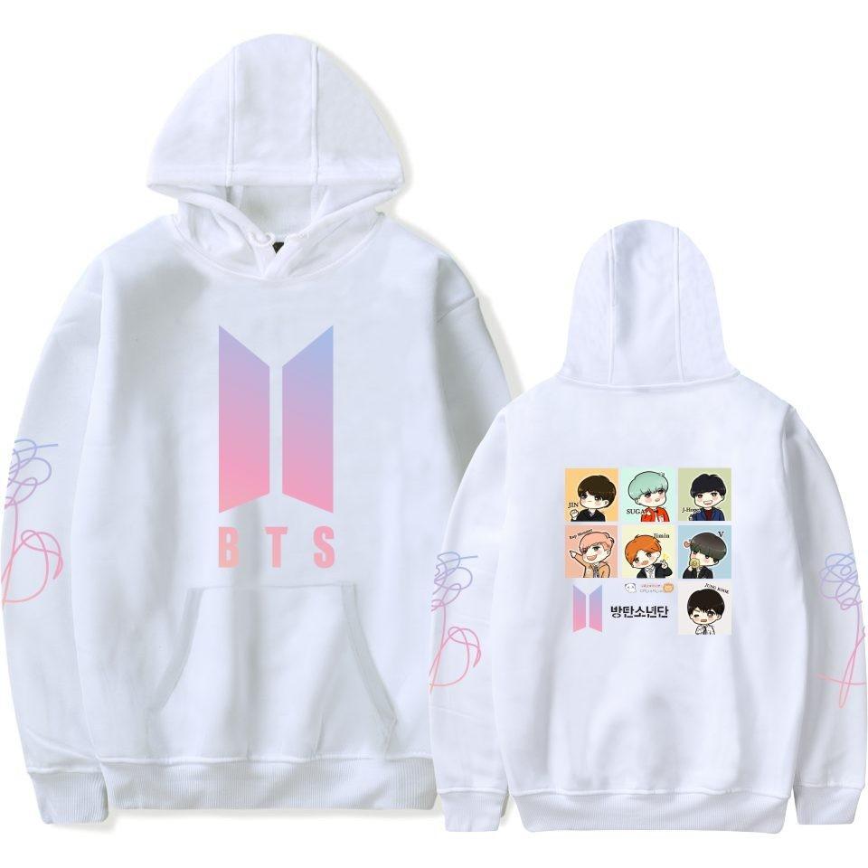 Bts Huvtröja Med Broderad Grafik Bomullsfleece För Ungdomar Vardagskläder