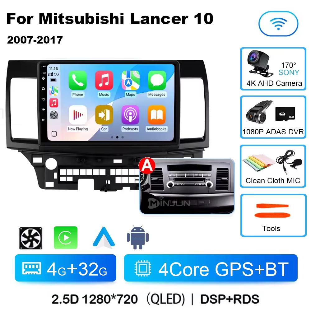 Android 14 Carplay Auto Car Radio Multimedia Player For Mitsubishi Lancer 2007-2013 Qualcomm Screen Autoradio Stereo Head Unit