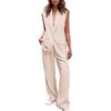 Elegant Sleeveless Buttoned Suit with Loose Long Pants - Women's Spring/Autumn 2025 Collection