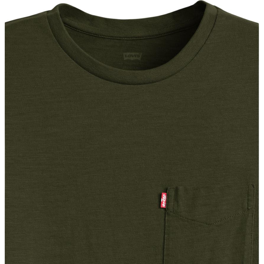 Camiseta de Manga Corta Holgada con Bolsillo de Peso Pesado Casual Versátil Cómoda Levis para Hombre Tops A8605-0013