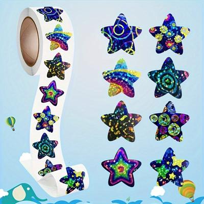 500pcs Glitter Star Stickers-Self-Adhesive Multicolor Sparkling Stars with Iridescent Shine,Glossy Paper Sheets for DIY Crafts