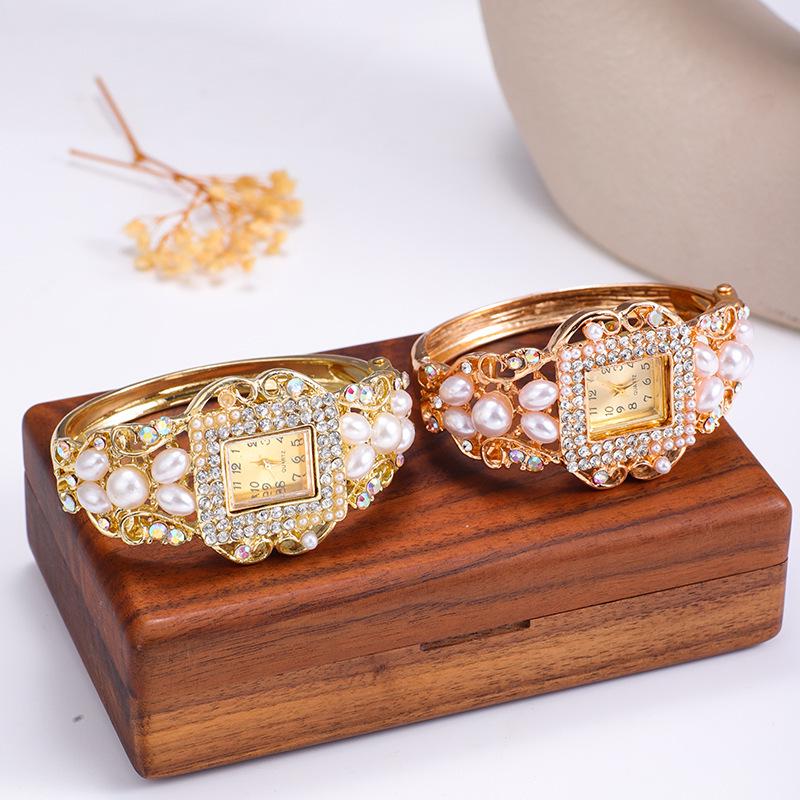 Korean Pearl & Diamond Inlaid Women's Bracelet Watch