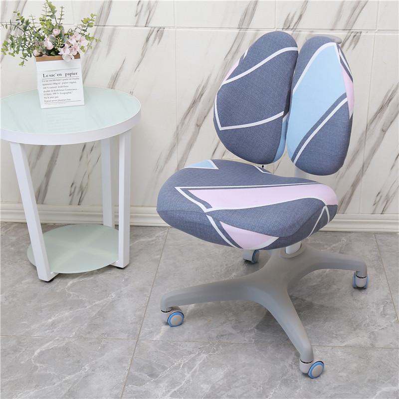 Elastic Double Back Children Study Chair Cover Elastic Student Writing Rotating Lift Chair Protector Cover Seat Backrest Case