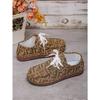 Plus Size Ethnic Style Lace-up Shoes Women's Low-top Letter Colorful Graffiti Canvas Flat Shoes