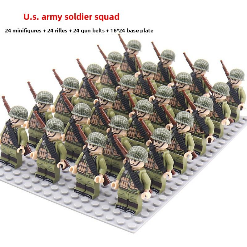

Військові німецькі радянські та американські солдати, різні легіони, нові ляльки Другої світової війни, фаланговий костюм, збірка гвинтівки, будівельні блоки