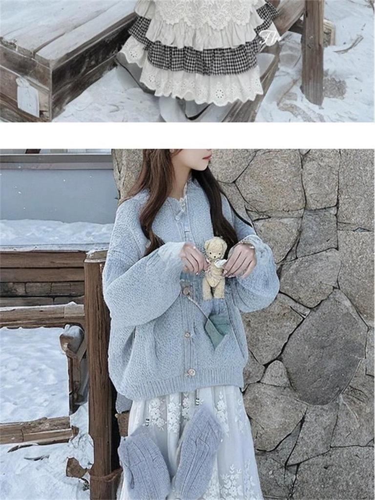 Forest Lace Plaid Patchwork Midi Skirt – Chic Spring/Autumn Design for Women