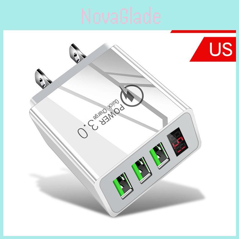 3usb Digital Display Fast Charger 5v3a Multi-function Adapter Travel Charger