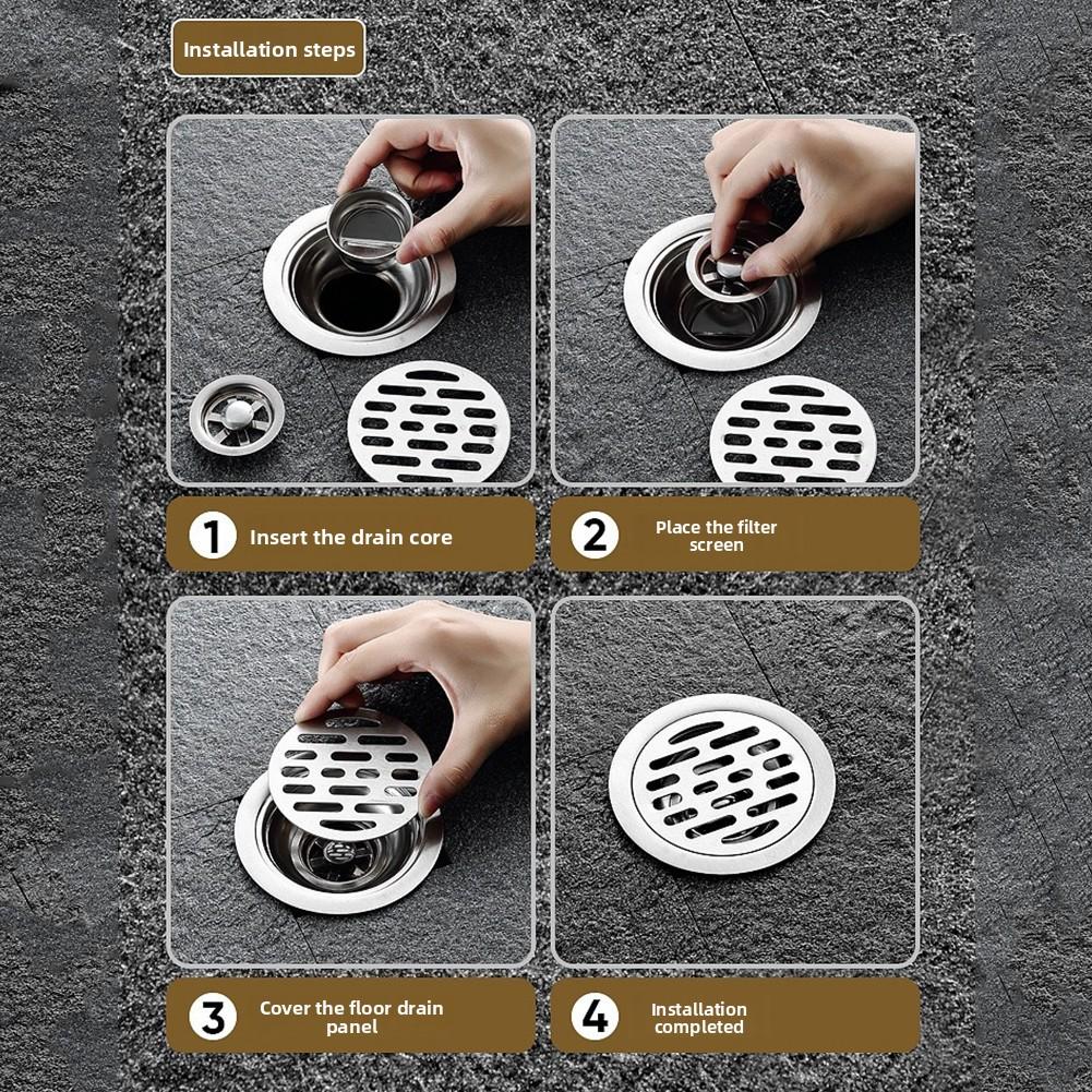 304 Stainless Steel Floor Drain Drains Magnetic Levitation Floor Drain Cores Bathroom Hair Catchers High-Flow Rate Anti-Blocks