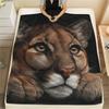 Dunkler Puma, gemusterte Flanelldecke, Hohe Qualität, Bequem für alle Jahreszeiten, Heimdekoration, Wärme und Komfort, Perfekt für Geschenke.